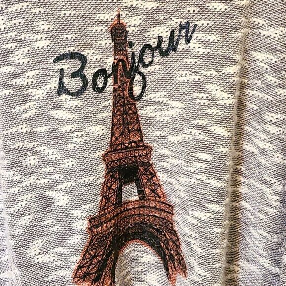 Jessica Simpson Sweater with Bonjour & Eifel Tower on front, Size Junior Plus 1X - Picture 4 of 8